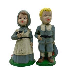 Pair of Vintage Ceramic Pilgrim Figures Thanksgiving Decor